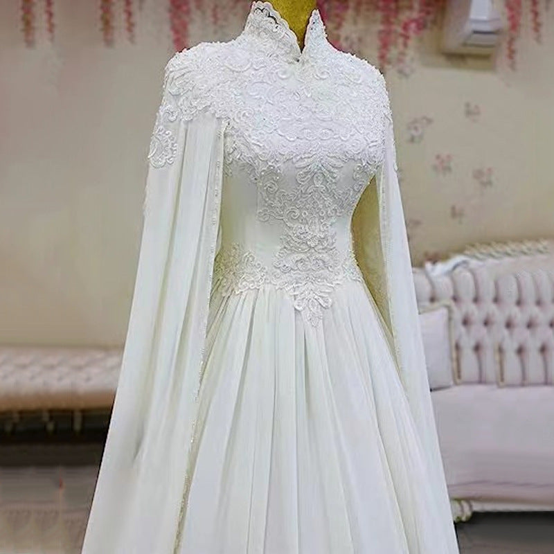 Lace Slim Long Sleeve Fishtail Wedding Dress Crimson Medea