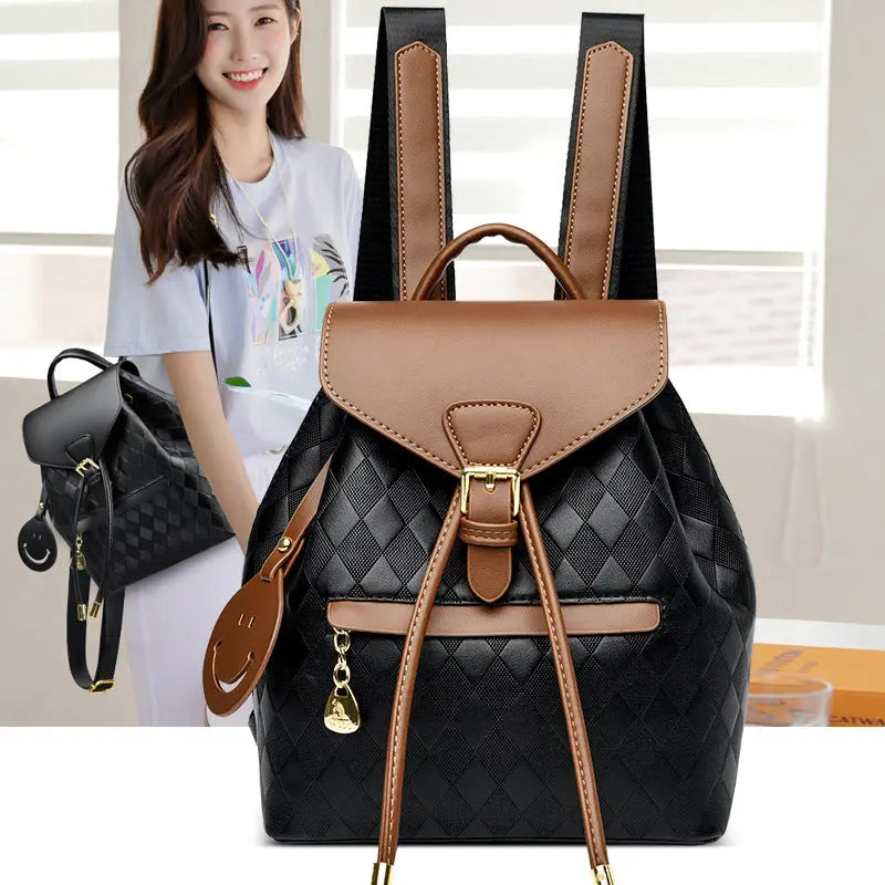 Female Backpack Casual Multifunction Women Leather Backpack Shoulder Crimson Medea