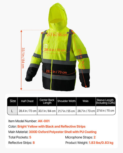High Visibility Reflective Safety Jacket Waterproof Hoodie Pink Lucy