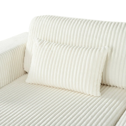 Corduroy Double Sofa Bed with 2 Pillows, Perfect for Living Rooms, Sangria Beech