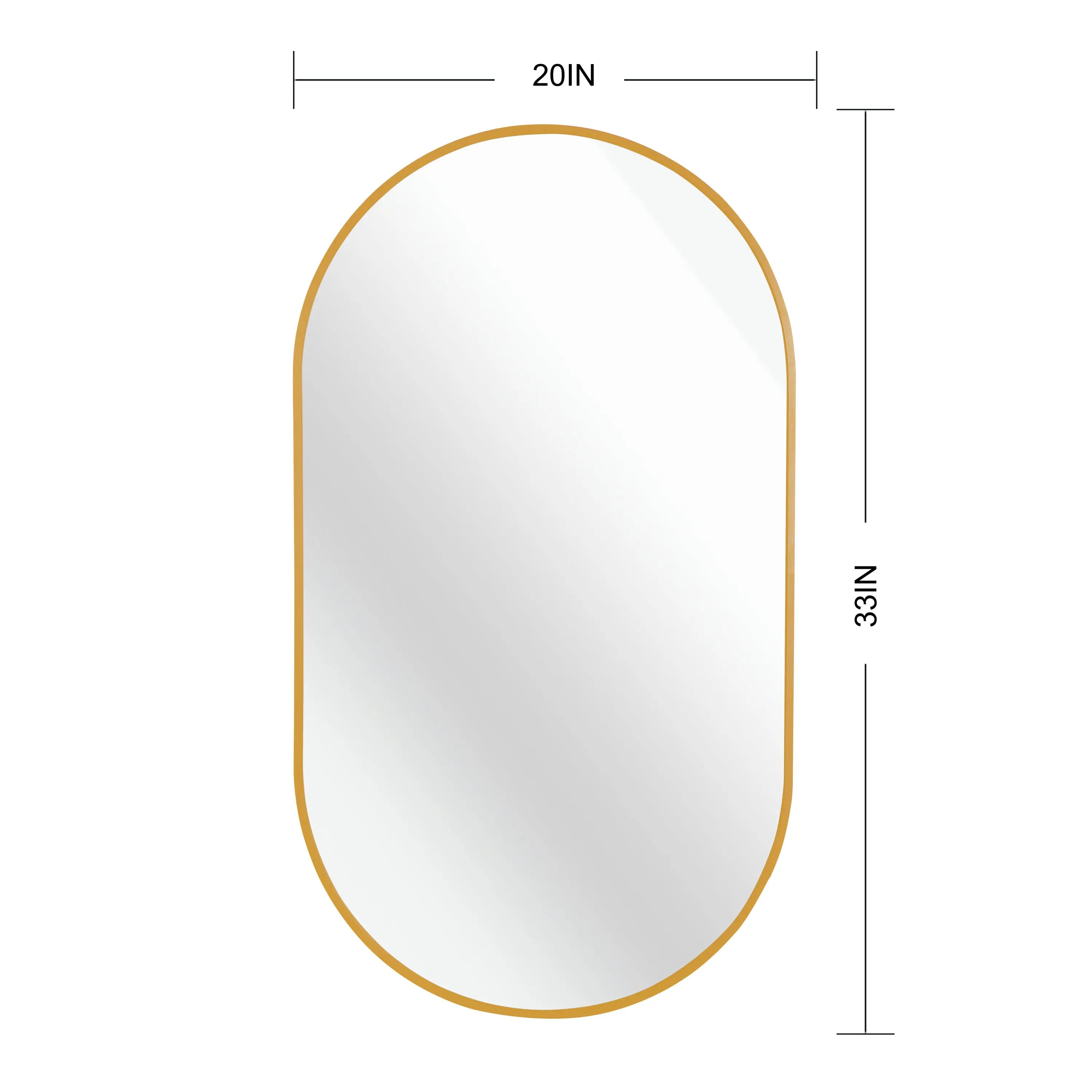 Gold 20 x 33 Inch Metal Oval  Mirror Sangria Beech