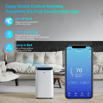 Portable Air Conditioner with Heat, 8150 BTU (12000 BTU ASHRAE) , Smart Wifi, Cools up to 350 Sq Ft, White