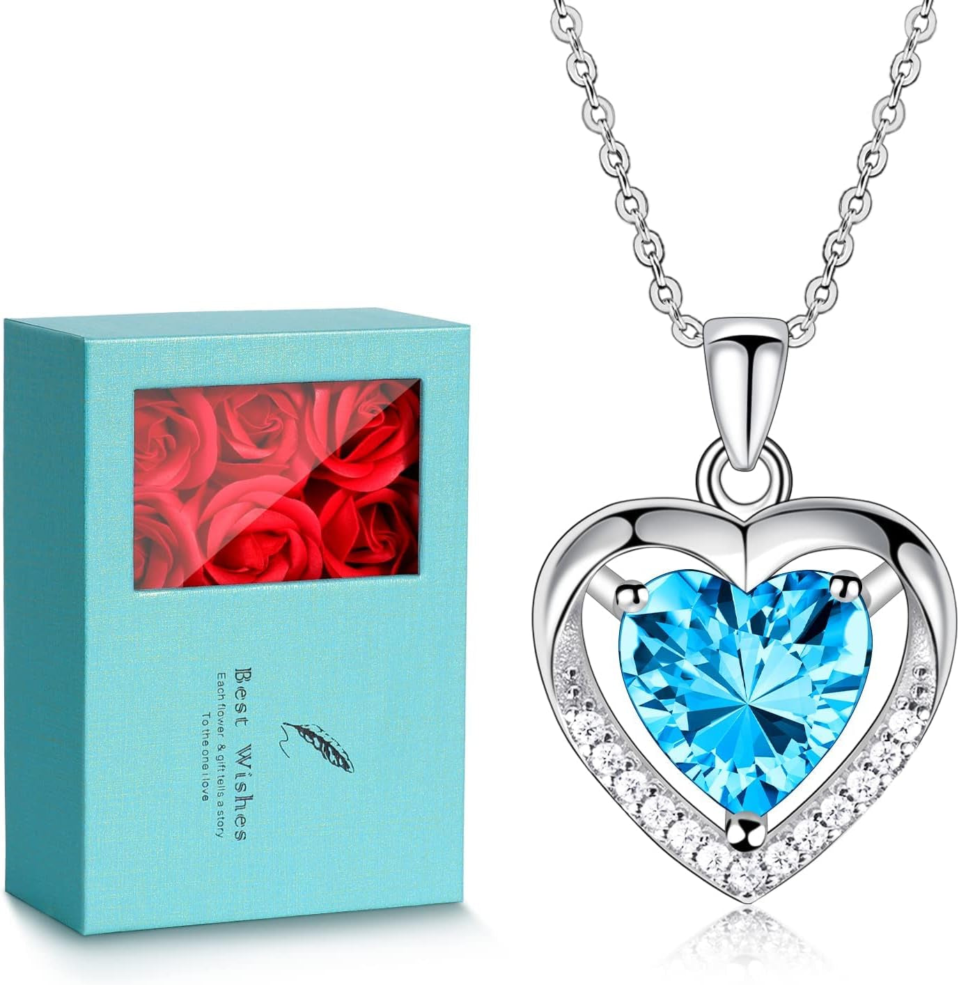 925 Sterling Silver Heart Pendant Necklace for Women - Cubic Zirconia Love Pendant Necklace, 20 Inch Love Necklace Jewelry for Christmas, Thanksgiving, Valentine&