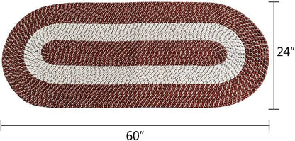 Braided Area Rug Woven Doormat Reversible Oval Floor Carpet Washable Throw Mat for Patio Bedroom Kitchen Living Room Coffee 24&quot;X60&quot;X0.5&quot;