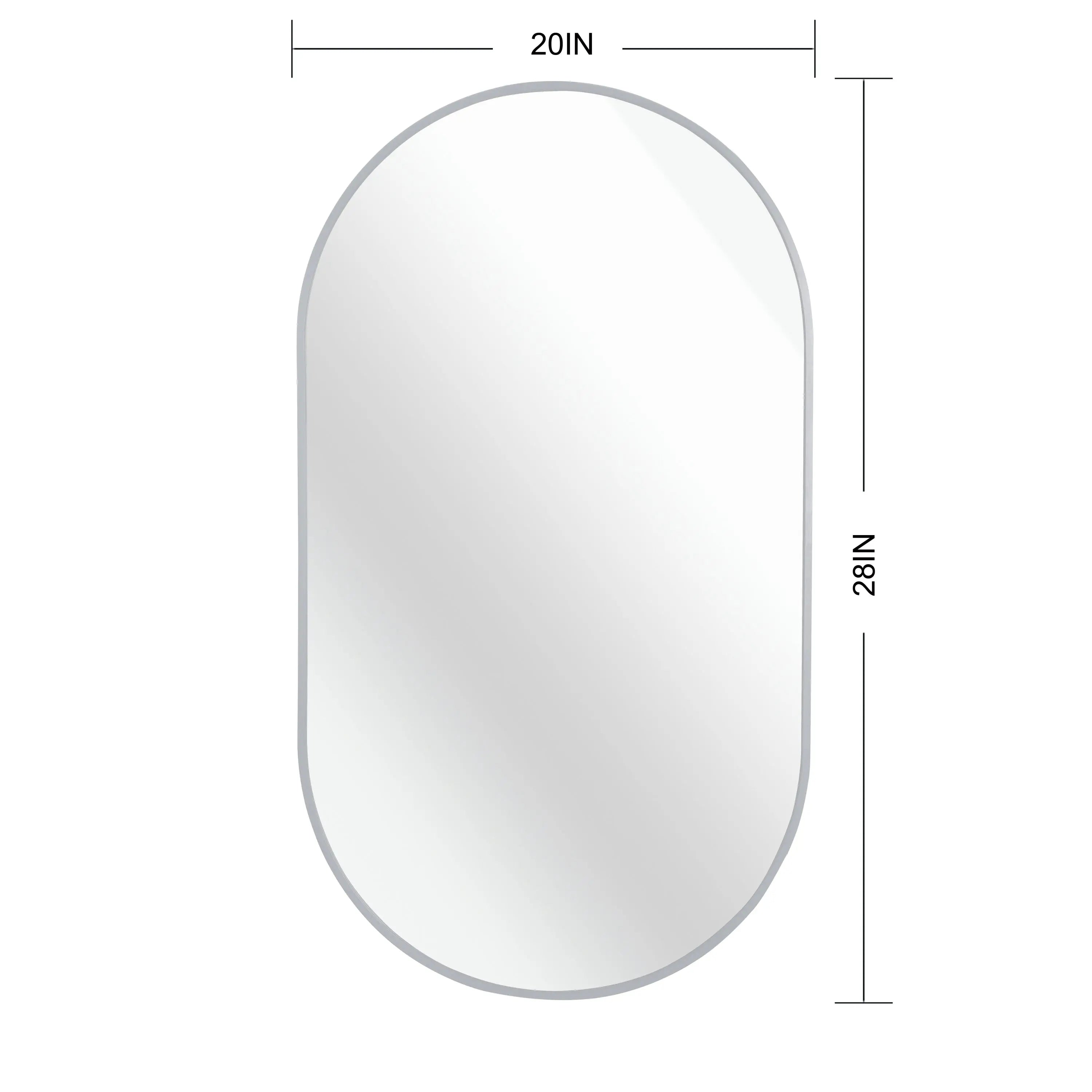 Silver 20 x 28 Inch Metal Oval  Mirror Sangria Beech
