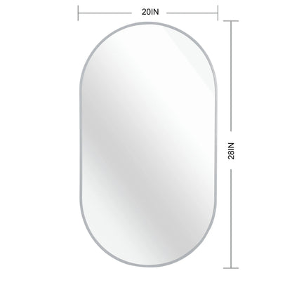 Silver 20 x 28 Inch Metal Oval  Mirror Sangria Beech