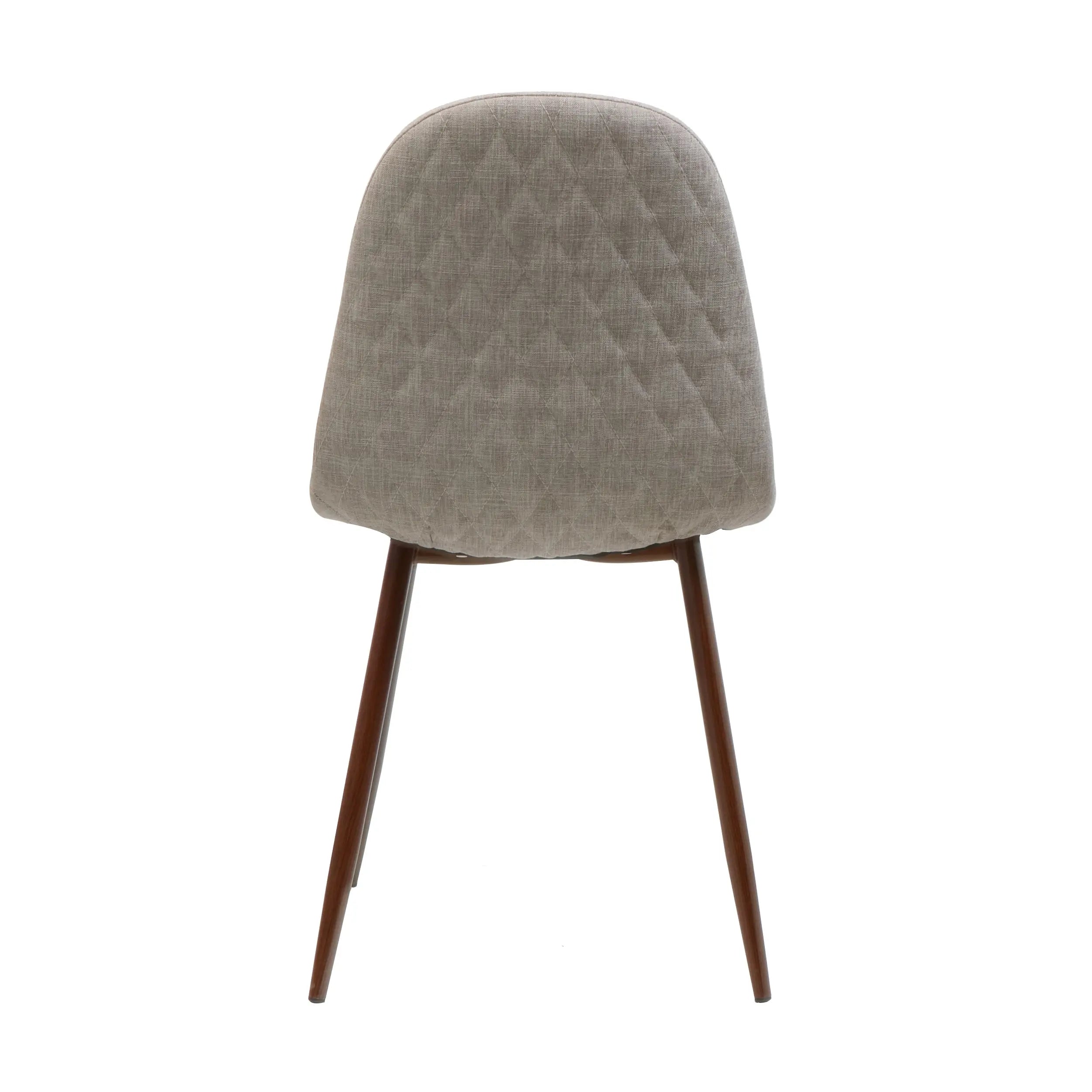 Elegant Wheat Fabric Dining Chair Set with Iron Legs and Dark Walnut Sangria Beech