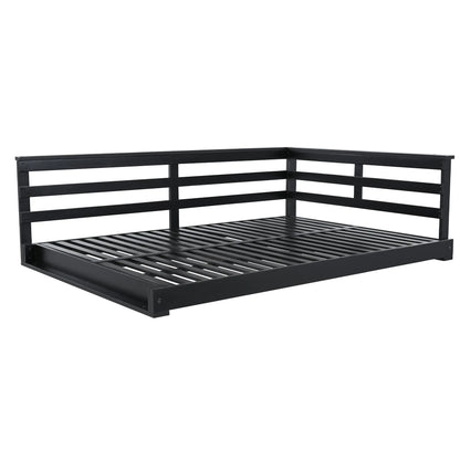 Acacia Wood Porch Swing Bed for Outdoor with Hemp Ropes - Full Size Sangria Beech