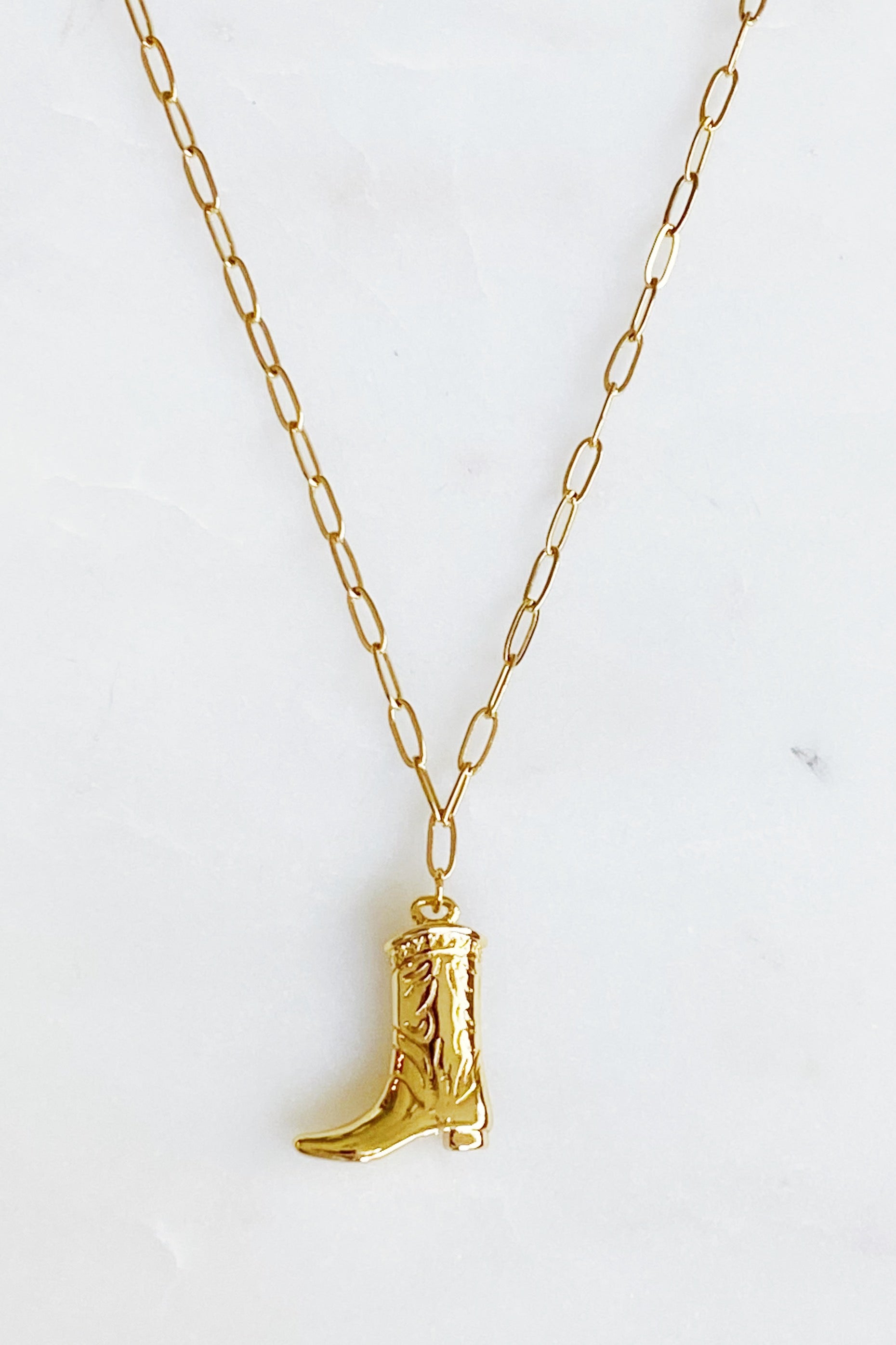 Golden Cowgirl Boot Necklace Fuchsia Hercules