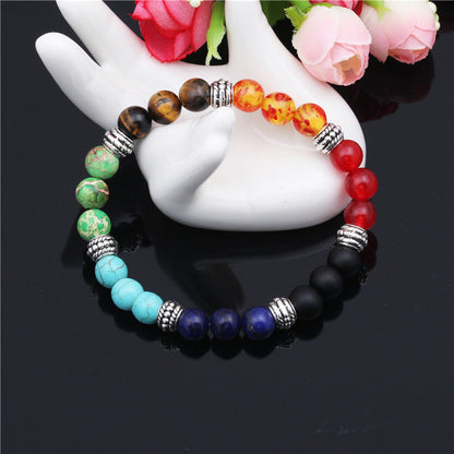 Natural Stone Colorful Chakra Energy Yoga Bracelet Pink Lucy