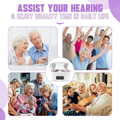 Hearing Aid, Charging Case, Portable Hearing Aids, Sound Amplifier, Hearing Aids, Pairs Pink Lucy