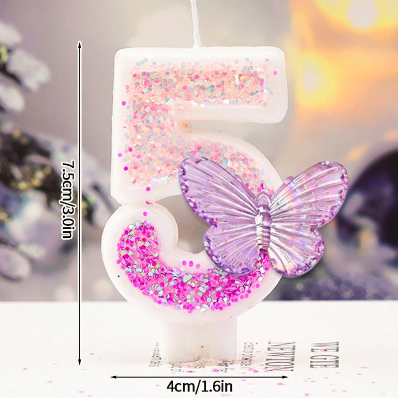 3D Number Cake Decorating Candle Pink Glitter Birthday Candles Digital Candle Cake Topper Birthday Party Anniversary Cake Decor