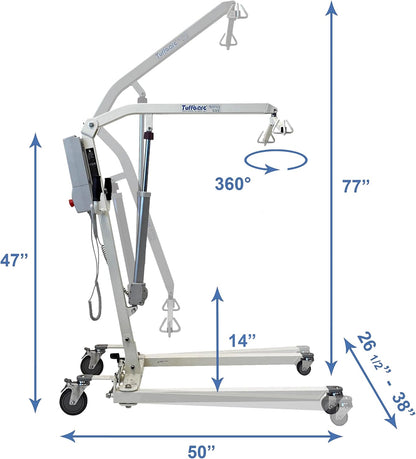 Electric Patient Lift - Rhino Lift with Manual Low Base - with Shower Full Sling(Medium), 450 Lb. Weight Capacity.