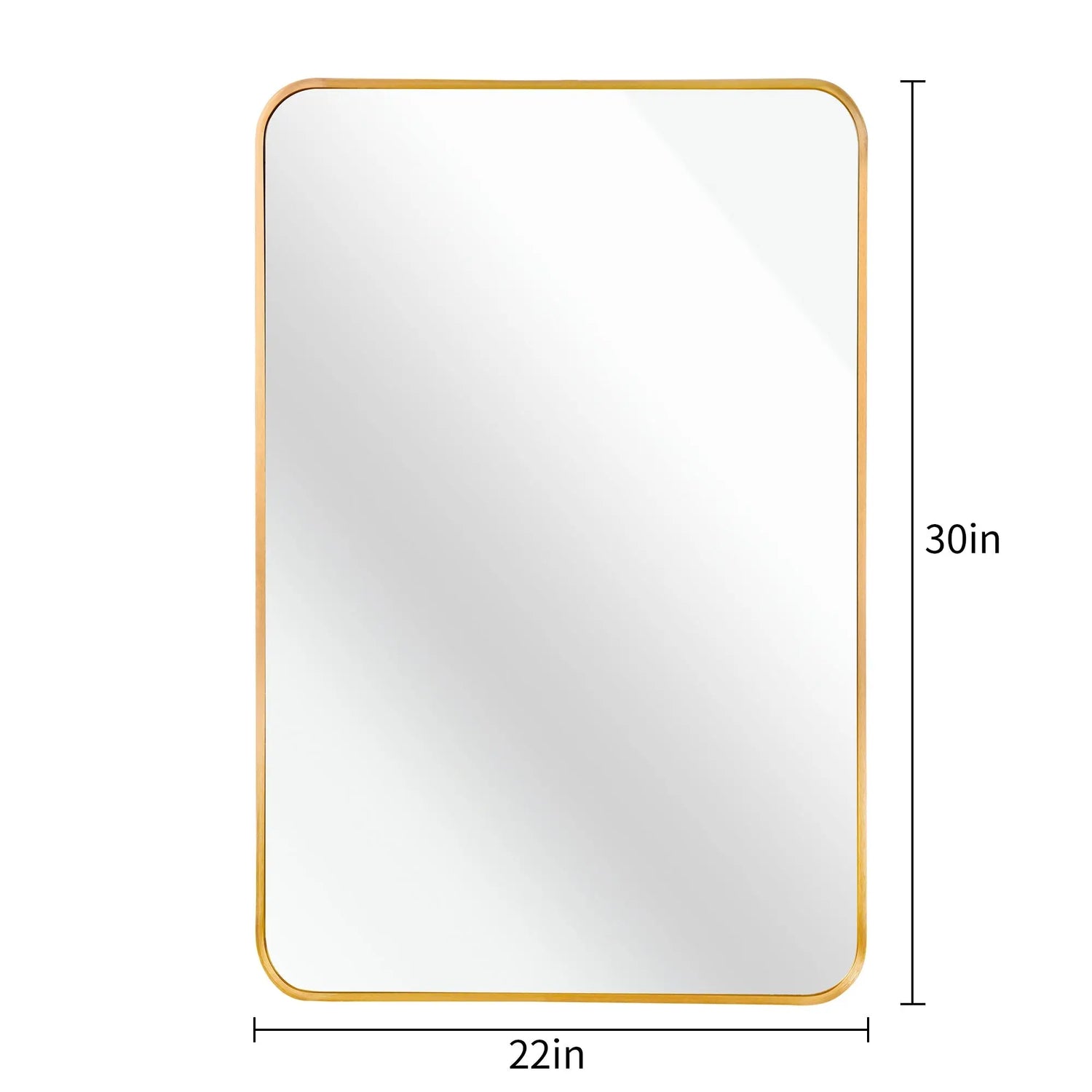 22x30 Inch Gold Metal Framed Rectangular Bathrrom Mirror for Wall. Sangria Beech