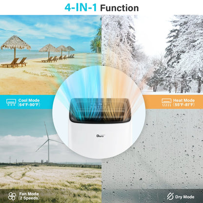 Portable Air Conditioner with Heat, 8150 BTU (12000 BTU ASHRAE) , Smart Wifi, Cools up to 350 Sq Ft, White