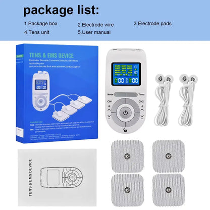 12 Modes Electric Tens Pulse Massager EMS Muscle Stimulator Acupuncture Digital Frequency Physiotherapy Machine Pain Relief