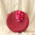 Red Luna Bag - Round Handwoven Straw Tote Bag with Cocoa Brunn