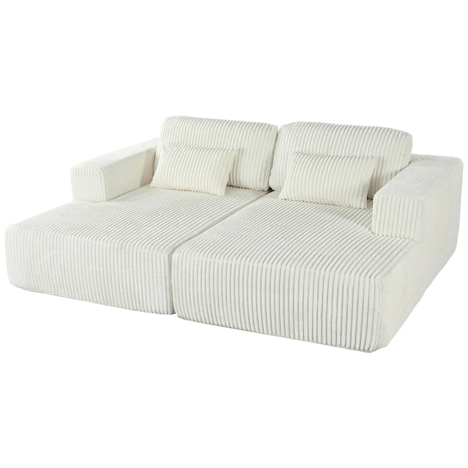 Corduroy Double Sofa Bed with 2 Pillows, Perfect for Living Rooms, Sangria Beech