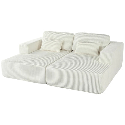 Corduroy Double Sofa Bed with 2 Pillows, Perfect for Living Rooms, Sangria Beech