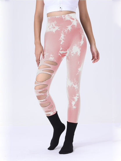 Adorex 4 Pack Tie-dye Workout Leggings For Women High Waist Seamless Scrunch Butt Lifting Gym Yoga Pants Elastic Pants Pink Lucy
