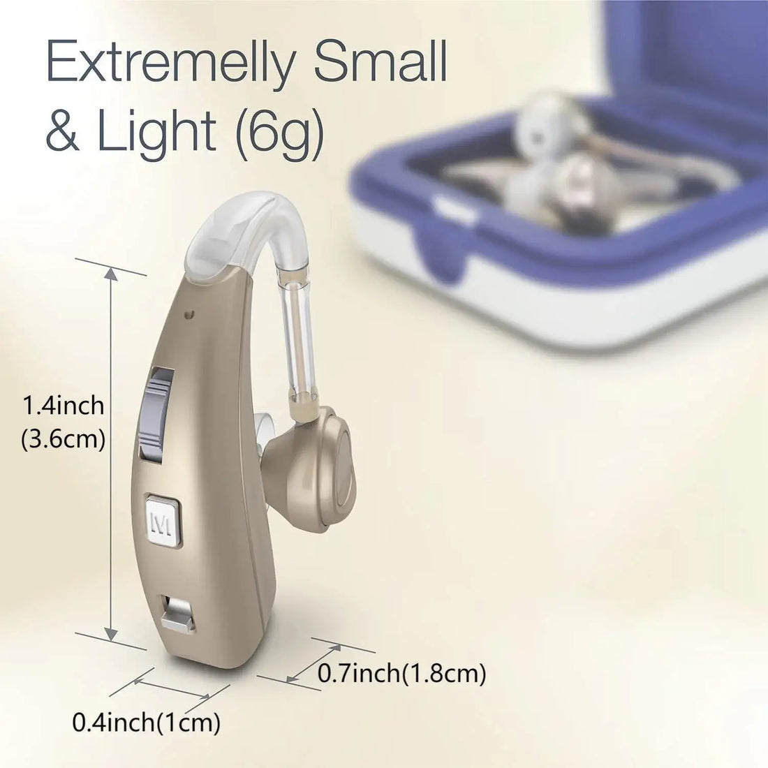 Hearing Aid VHP-1303 for Seniors with 4 Modes &amp; 8 Volume Control, Rechargeable Digital Sound Device with Noise Cancelling, Ideal for Adults with Hearing Loss - Gold