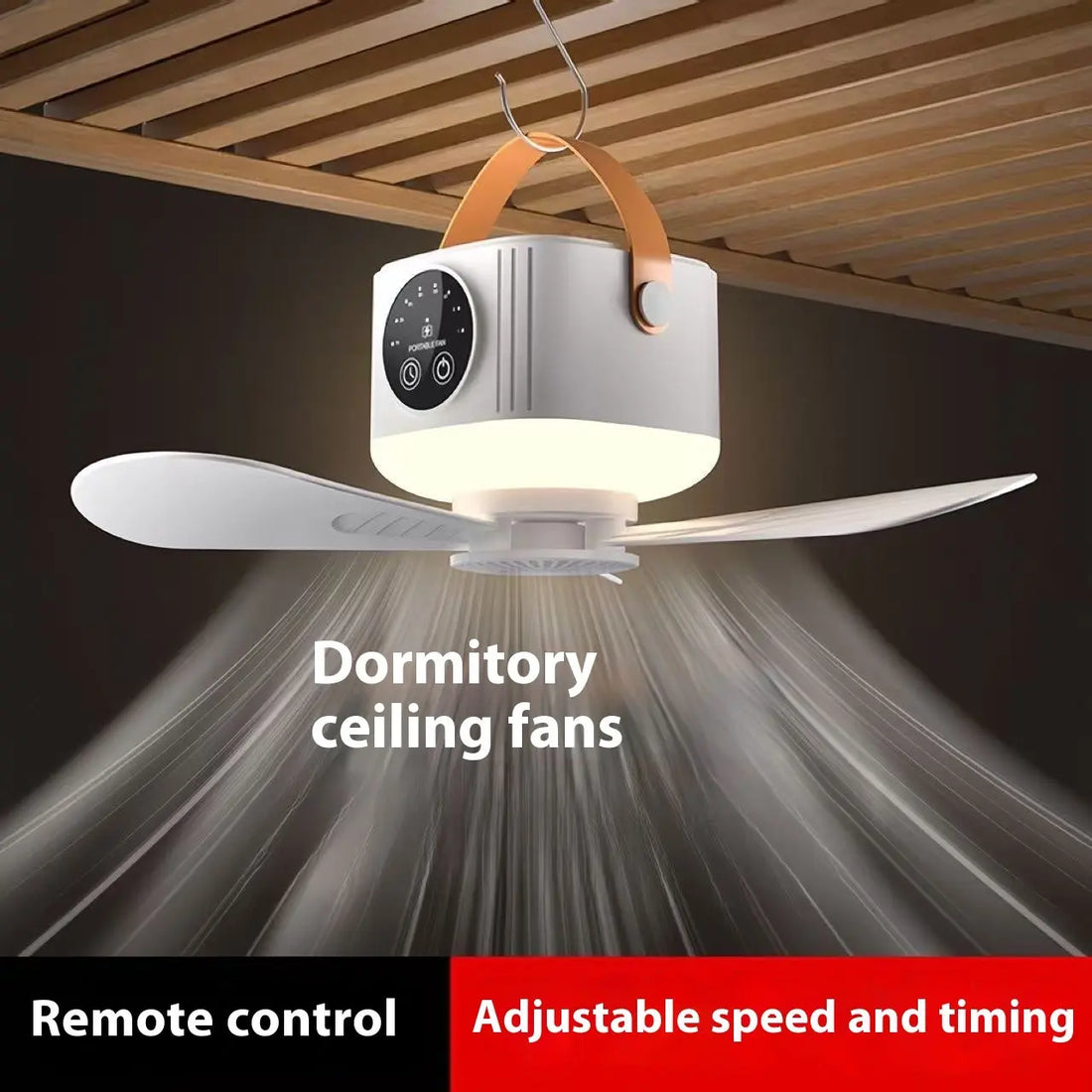 Multifunctional Light Small Ceiling Fan Outdoor Camping USB Crimson Medea