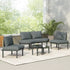 6-Piece Patio Sofa Furniture Set, Half Moon Outdoor Sectional Sofa Sangria Beech