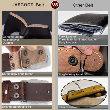 Men Women Western Belts Floral Embossed Leather Country Belt Cowgirls Cowboy