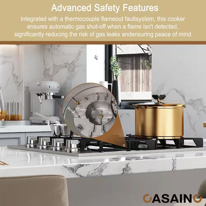 Built-In 30 In. Gas Cooktop in Stainless Steel with 4 Burners and LP Conversion Kit, CSA Certified