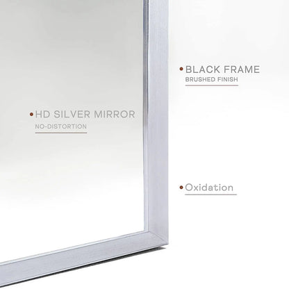 20x30 Inch Silver Metal Framed Arched Bathrrom Mirror for Wall. Sangria Beech