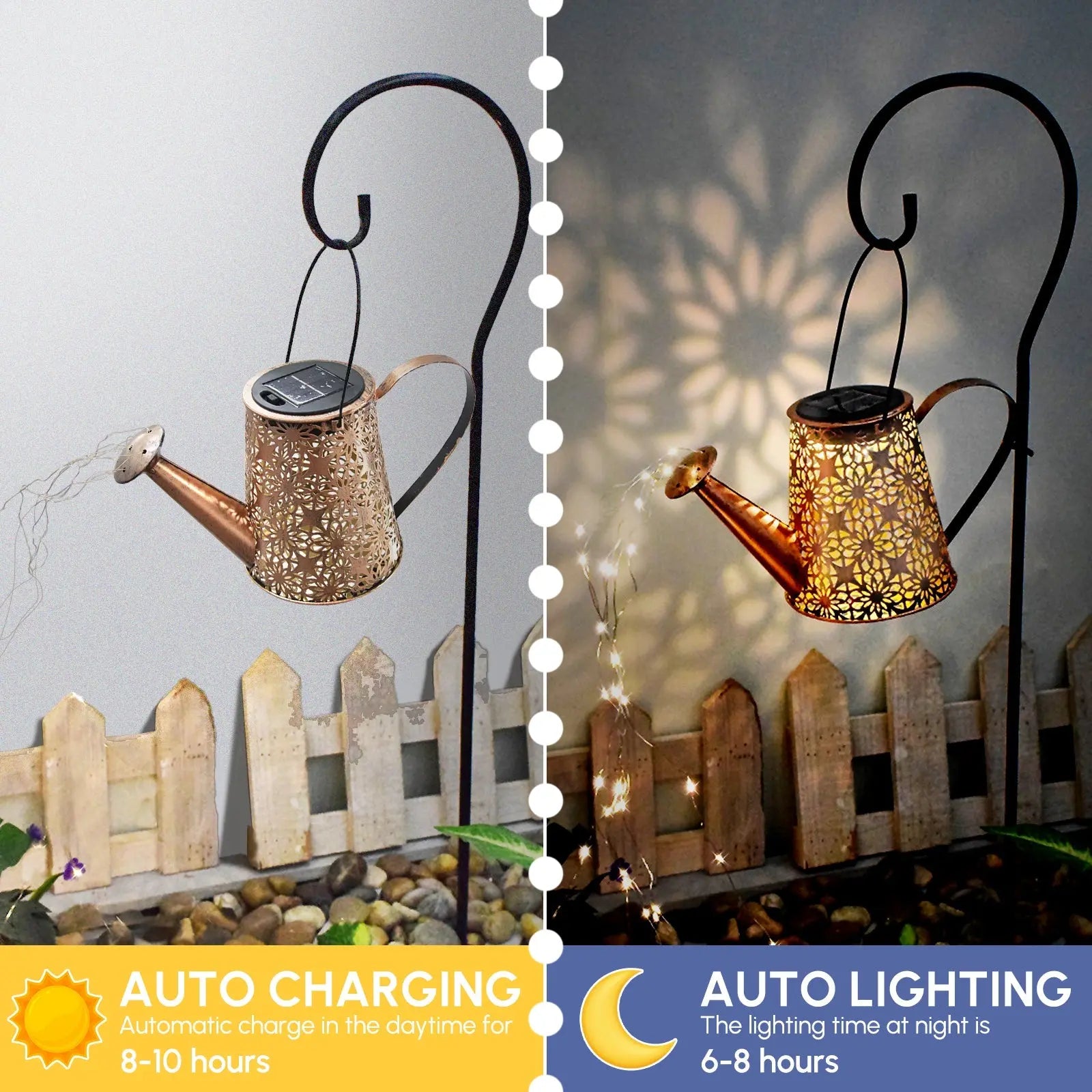 Solar Watering Can Lights Outdoor Decor Hanging Kettle Lantern Light Pink Iolaus