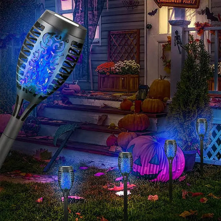 2 Pcs Solar Lights Outdoor Solar 12 Led Torch Flickering Flame Lights Pink Iolaus