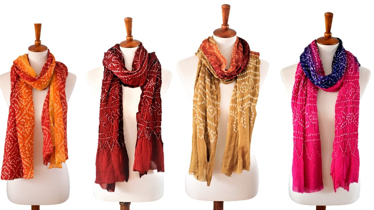 OMSutra Tie-dye designer fashion Silk Scarves Alabaster