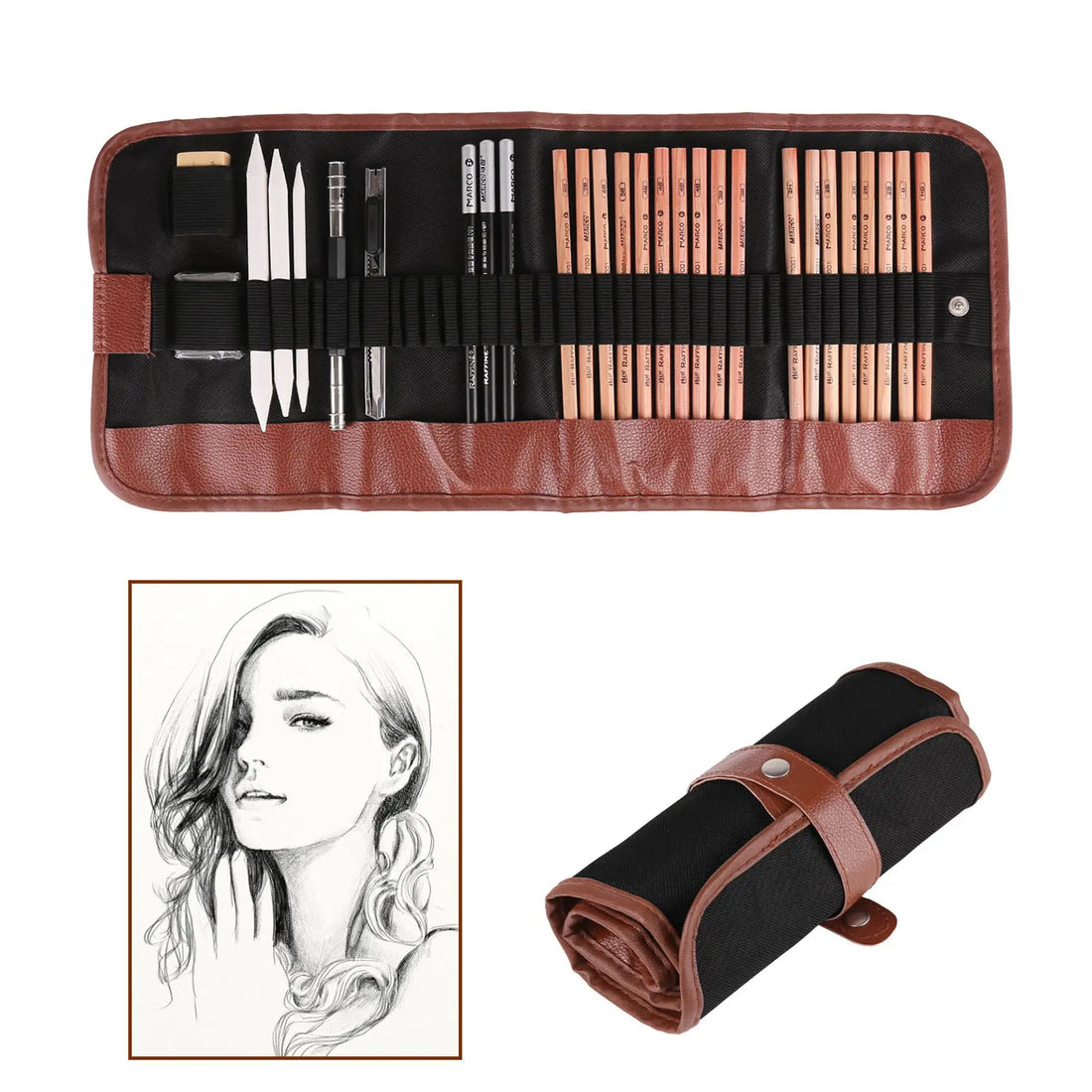Pen Charcoal Sketch Set Sketching Pencil Set Teal Simba