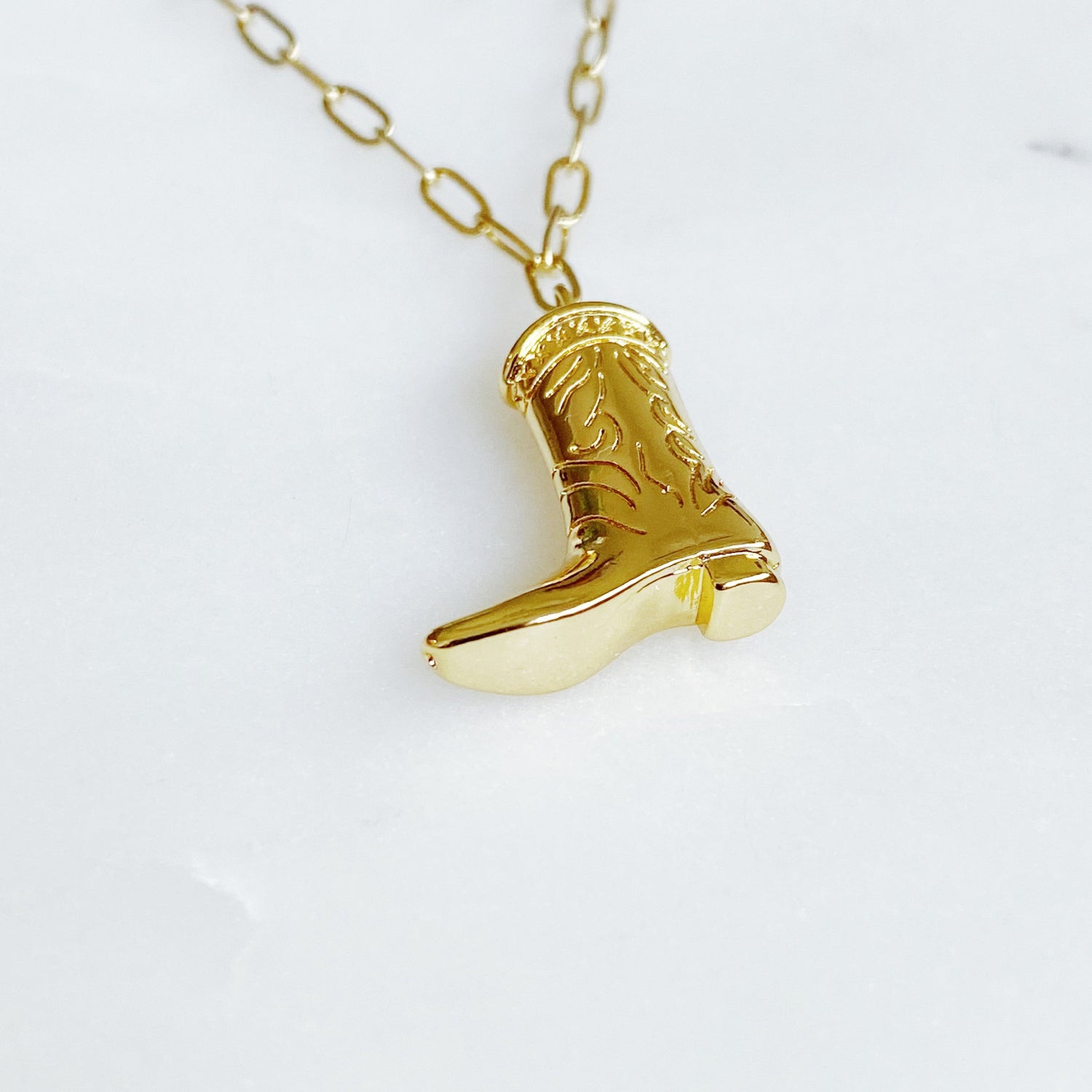 Golden Cowgirl Boot Necklace Fuchsia Hercules