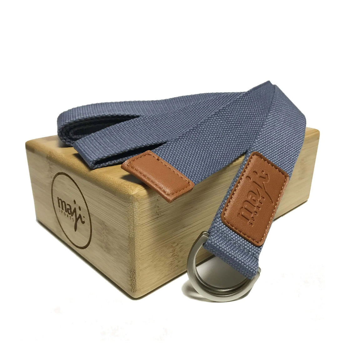 Bamboo Yoga Block &amp; Strap Combo Black Lavender