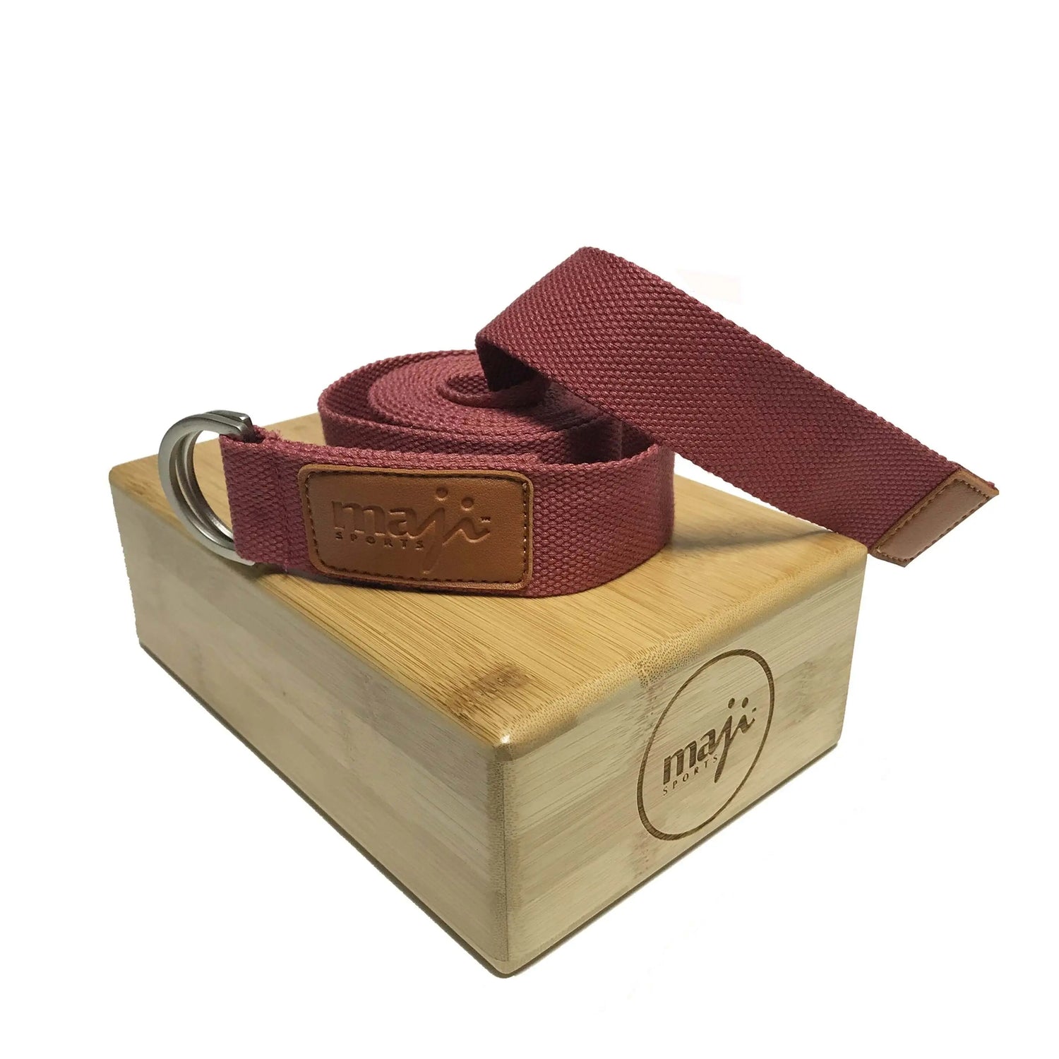 Bamboo Yoga Block &amp; Strap Combo Black Lavender