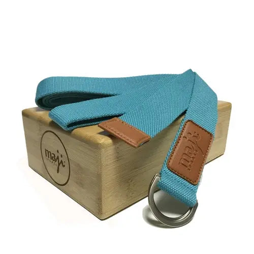 Bamboo Yoga Block &amp; Strap Combo Black Lavender