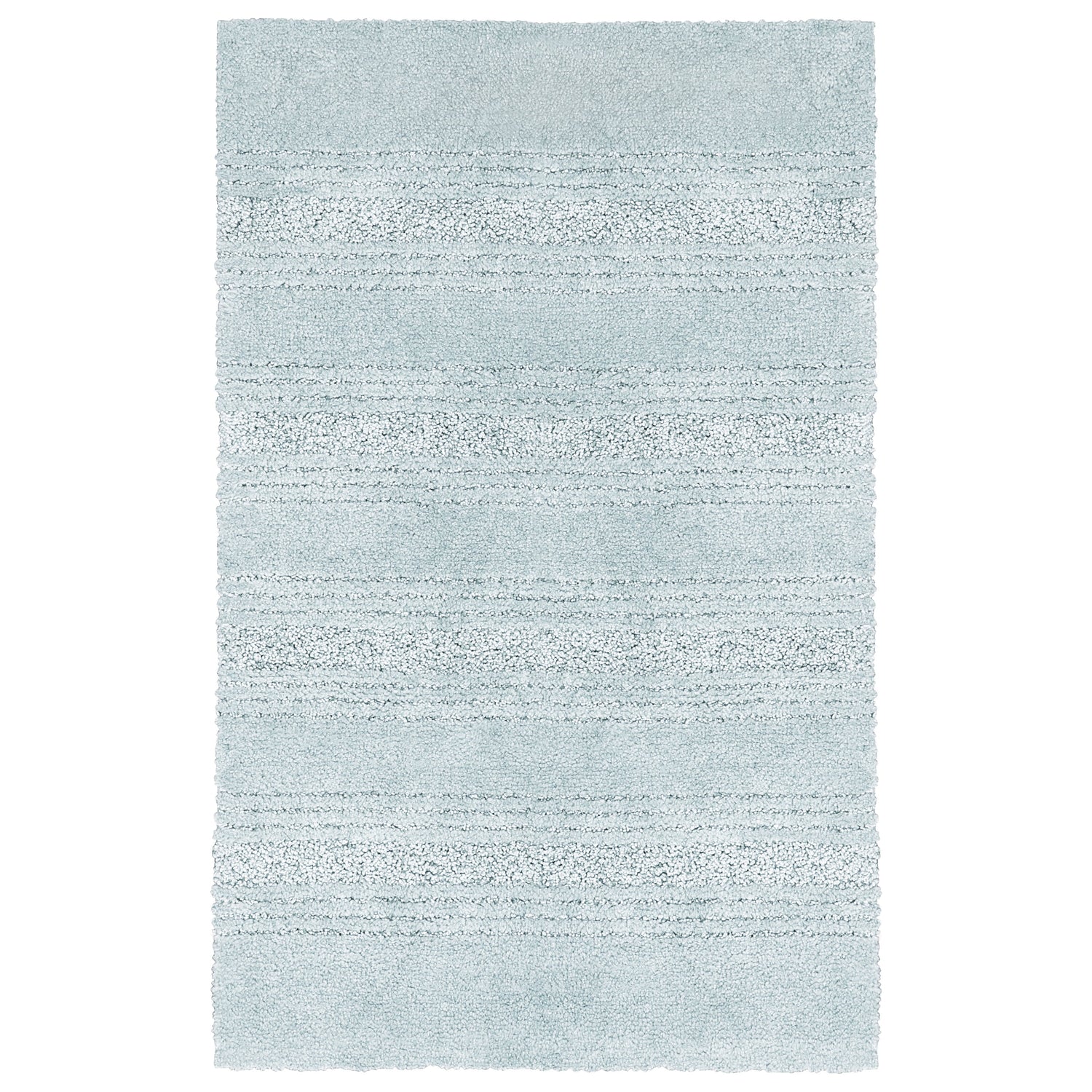 Solid Stripe Light Blue Nylon Bathroom Rug, 20&quot;X32&quot; - 1 Each