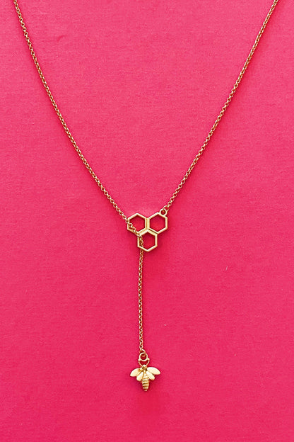 Bee With Me Necklace, Gold Fuchsia Hercules