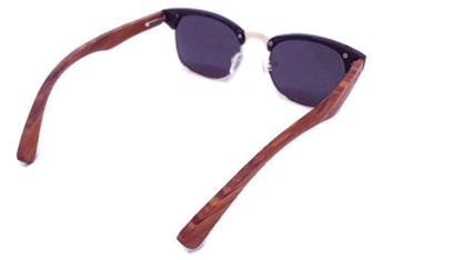 Real Walnut Wood Club Style Sunglasses, Polarized Lenses Purple Ariadne