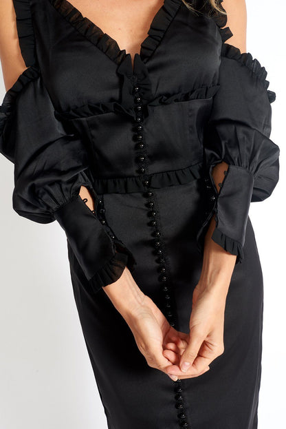 Night At The Museum Black Satin Dress Azure Thanatos