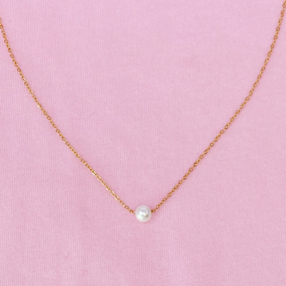 Dainty Single Pearl Necklace Fuchsia Hercules