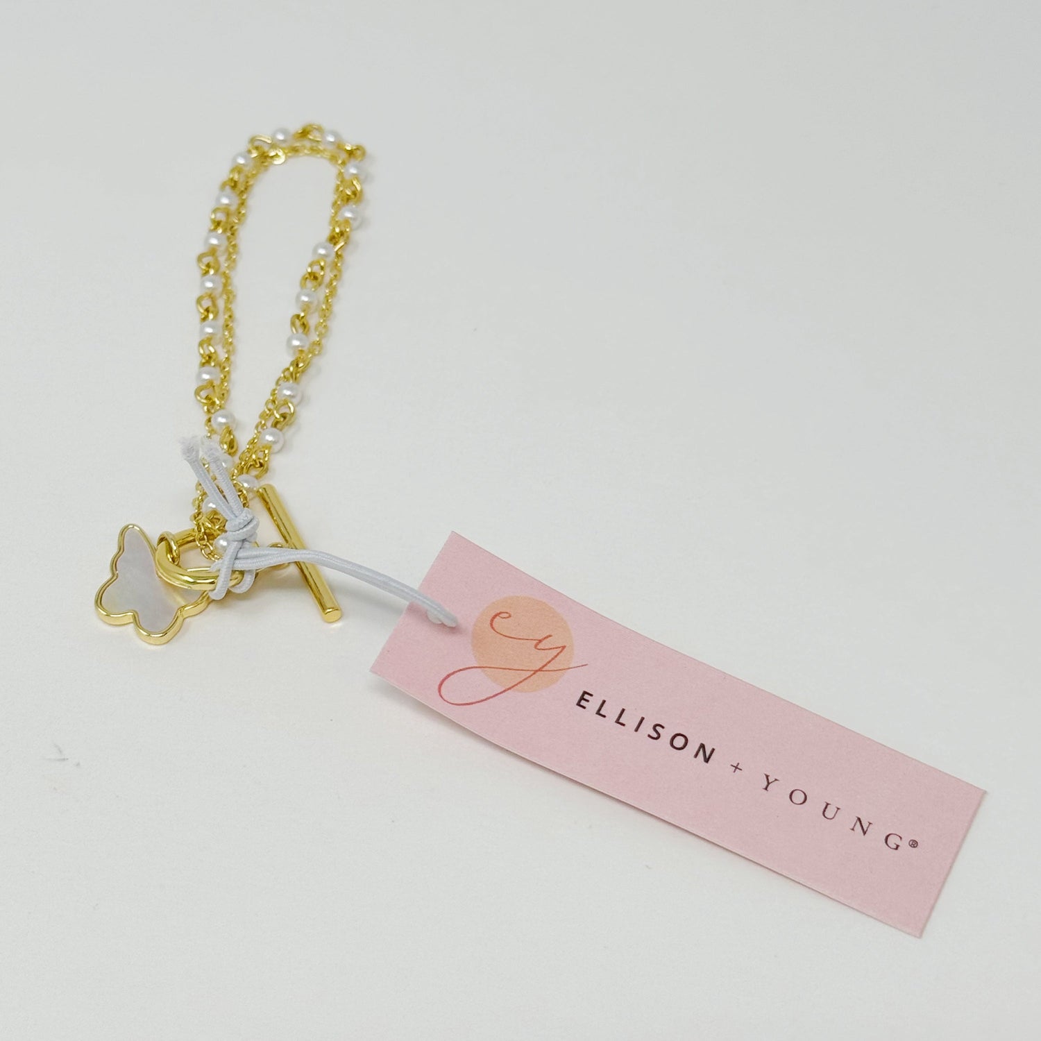Layered Pearl Chain Butterfly Bracelet Fuchsia Hercules