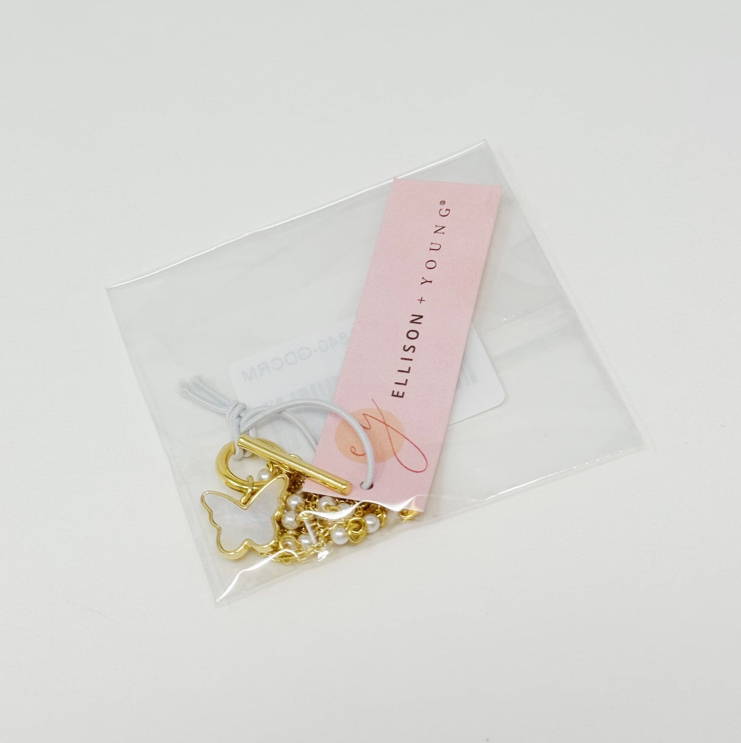 Layered Pearl Chain Butterfly Bracelet Fuchsia Hercules