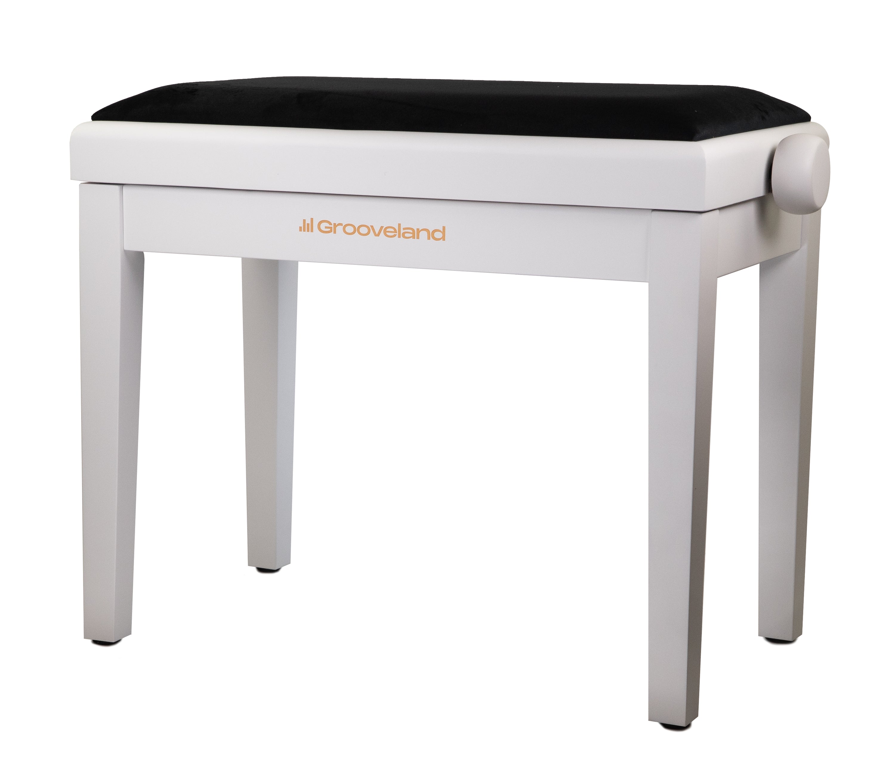 Grooveland KB200 Piano Bench (Matte White, Black Seat) Erin Bittercress