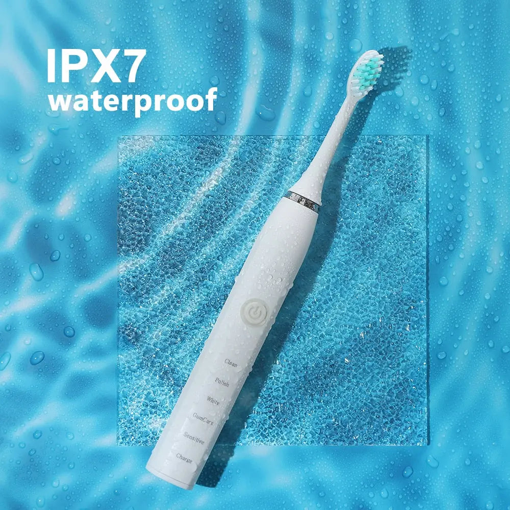Electric Toothbrush Sonic Tooth Brush for Adult Brush 5 Heads USB Maroon Asteria
