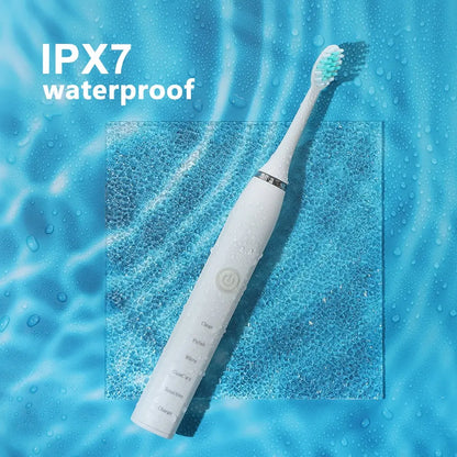 Electric Toothbrush Sonic Tooth Brush for Adult Brush 5 Heads USB Maroon Asteria