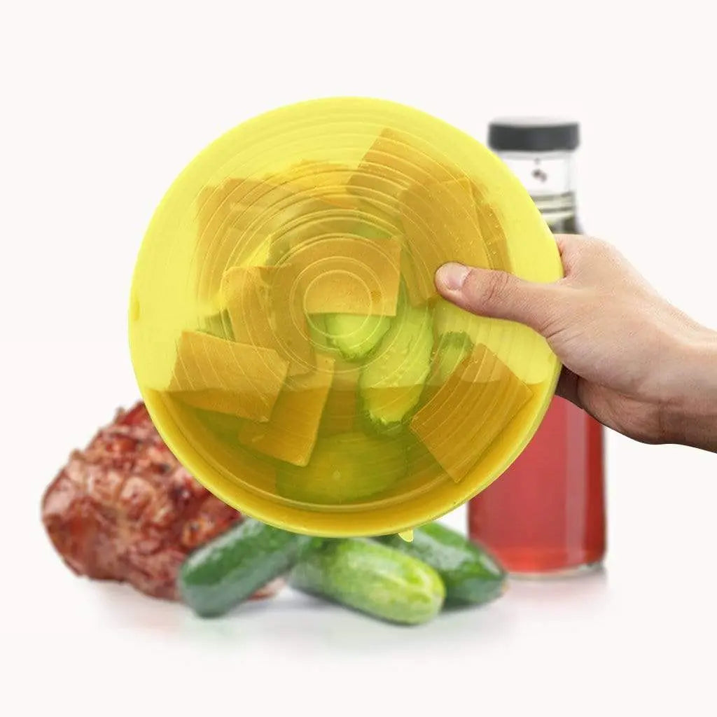 Silicone Food Lids (6 Piece Set) Yellow Lavender