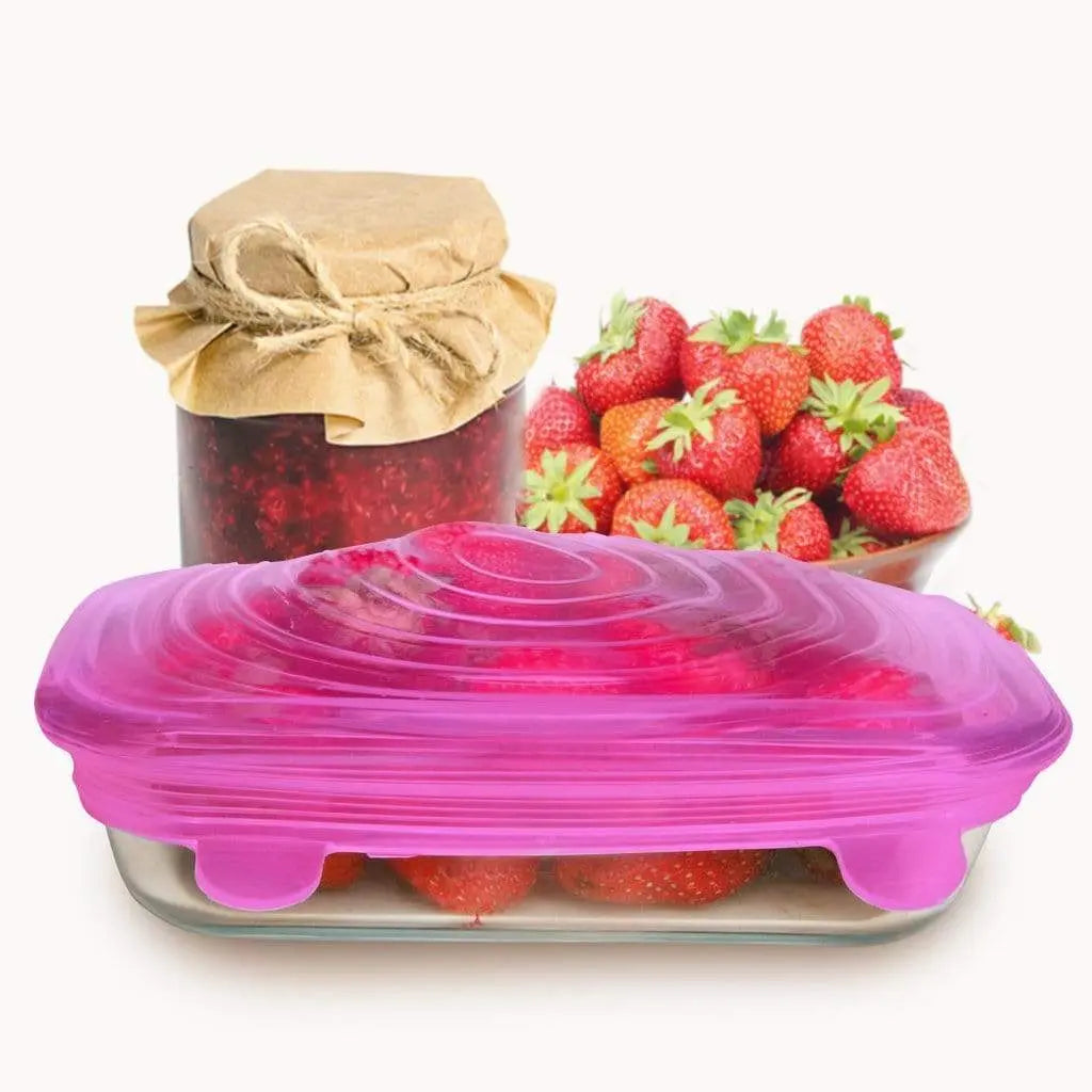 Silicone Food Lids (6 Piece Set) Yellow Lavender